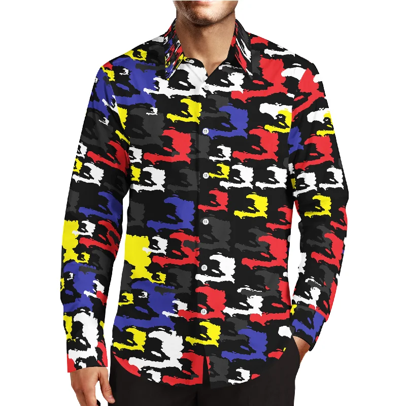 Weekend Styles TMMG LUXURY HAITI ARMY BLUE & RED CAMO MEN'S DRESS SHIRT