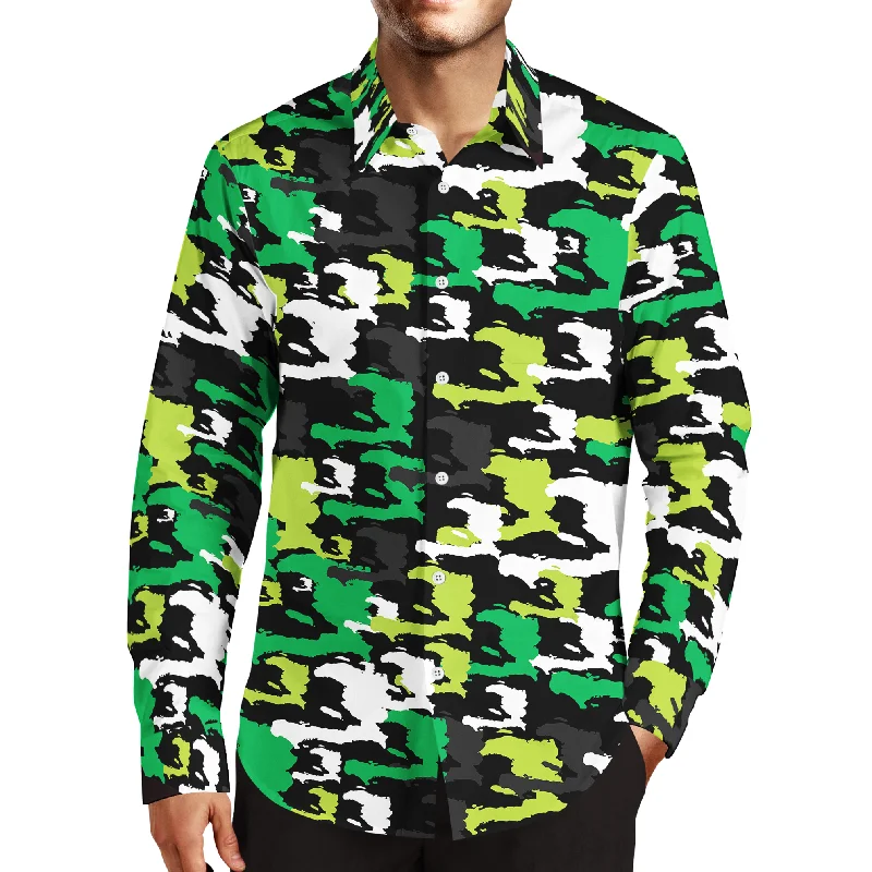 Casual Footwear TMMG LUXURY HAITI ARMY GREEN HAITI CAMO MEN'S DRESS SHIRT