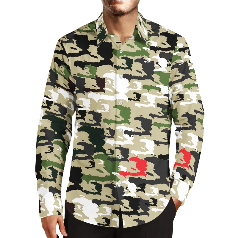 Streetwear Clothing TMMG LUXURY KHAKI HAITI CAMO MEN'S DRESS SHIRT