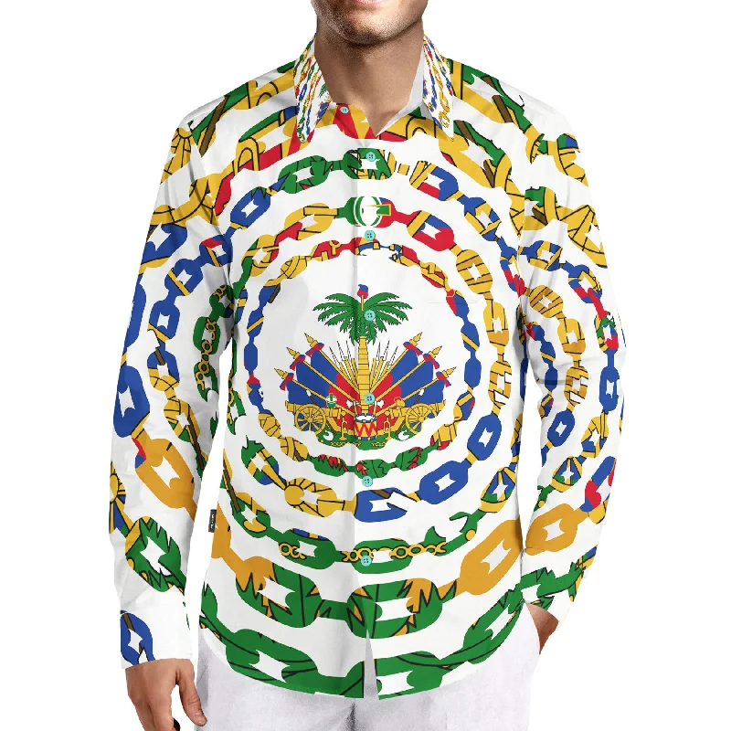 Sporty Wear TMMG Luxury Haiti Flag Urban Link Dress Shirt