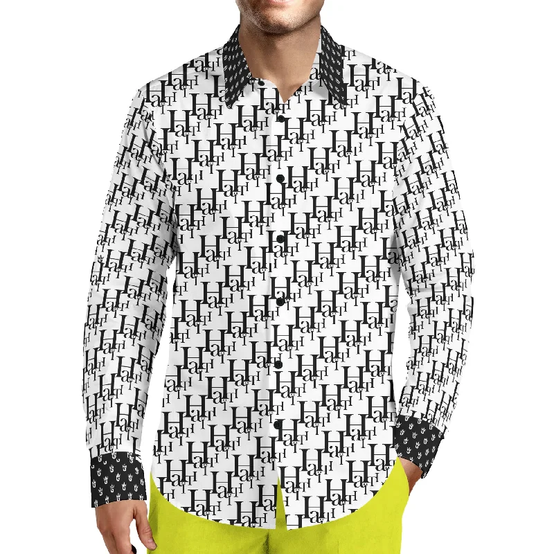 Casual Styles TMMG LUXURY HAITI LETTERING FASHION ALL OVER DRESS SHIRT