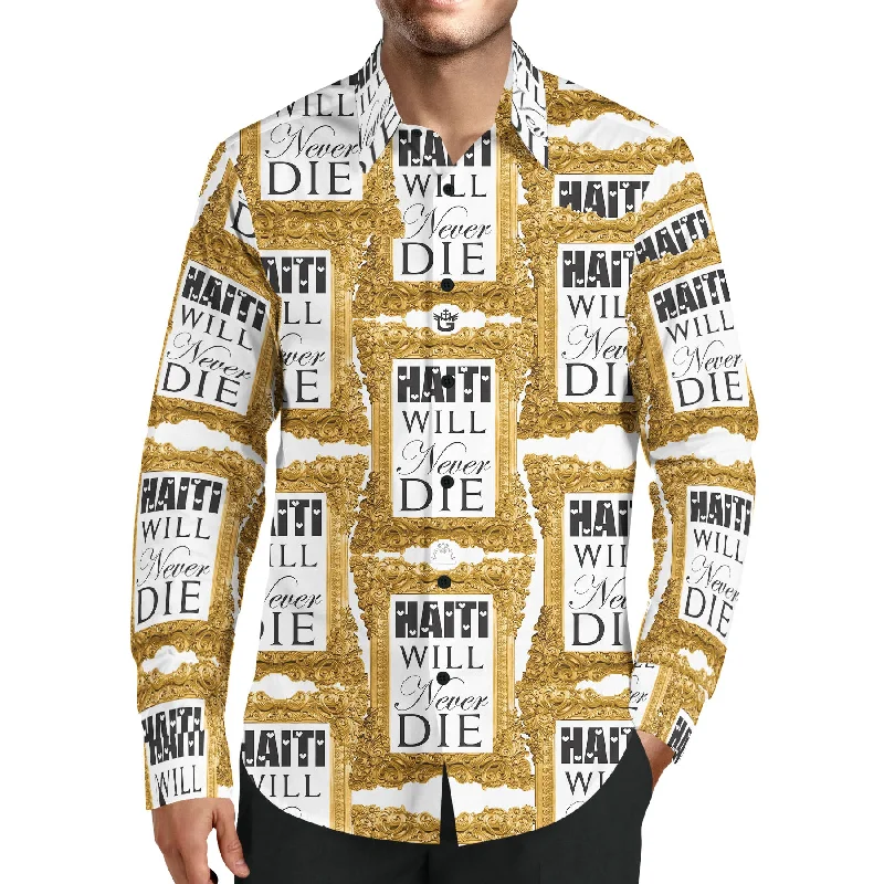 Fashion Tops TMMG LUXURY HAITI WILL NEVER DIE DRESS SHIRT