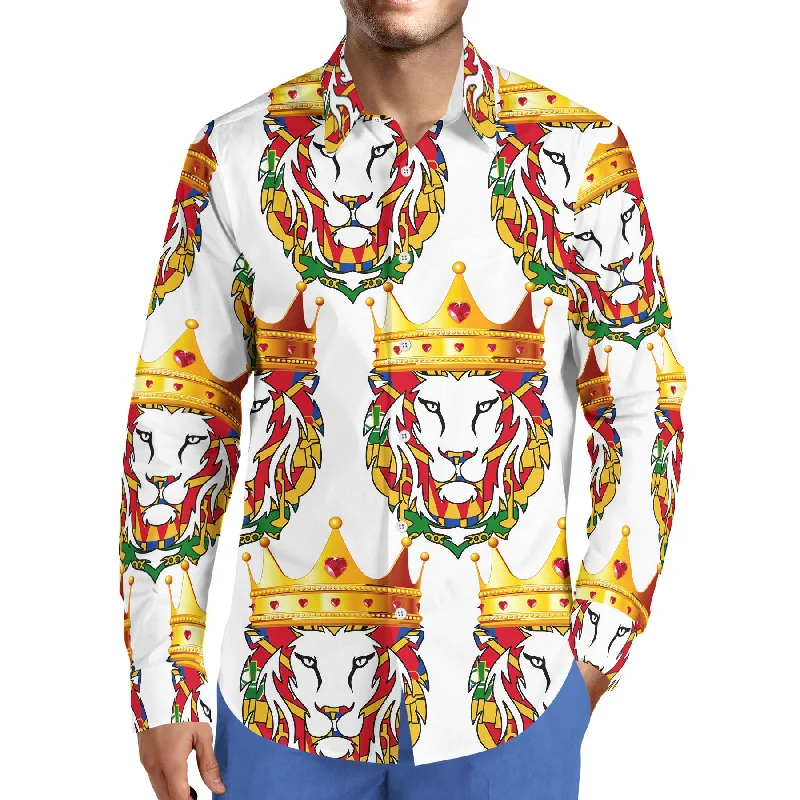 Winter Jackets TMMG LUXURY HAITI FLAG INSPIRED KING LION DRESS SHIRT
