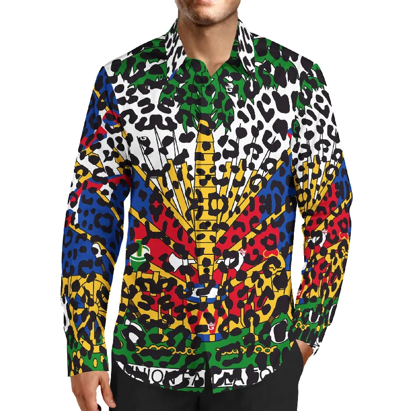 All-Season Wear TMMG HAITI LUXURY LEOPARD PRINT DRESS SHIRT