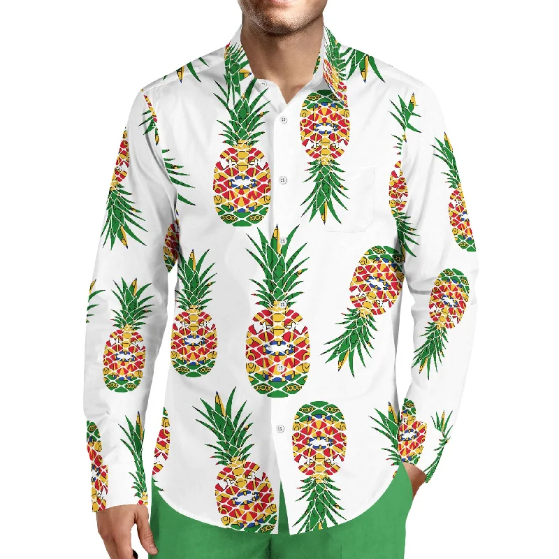 Urban Gear TMMG LUXURY HAITIAN FLAG PINEAPPLE ALL OVER DRESS SHIRT