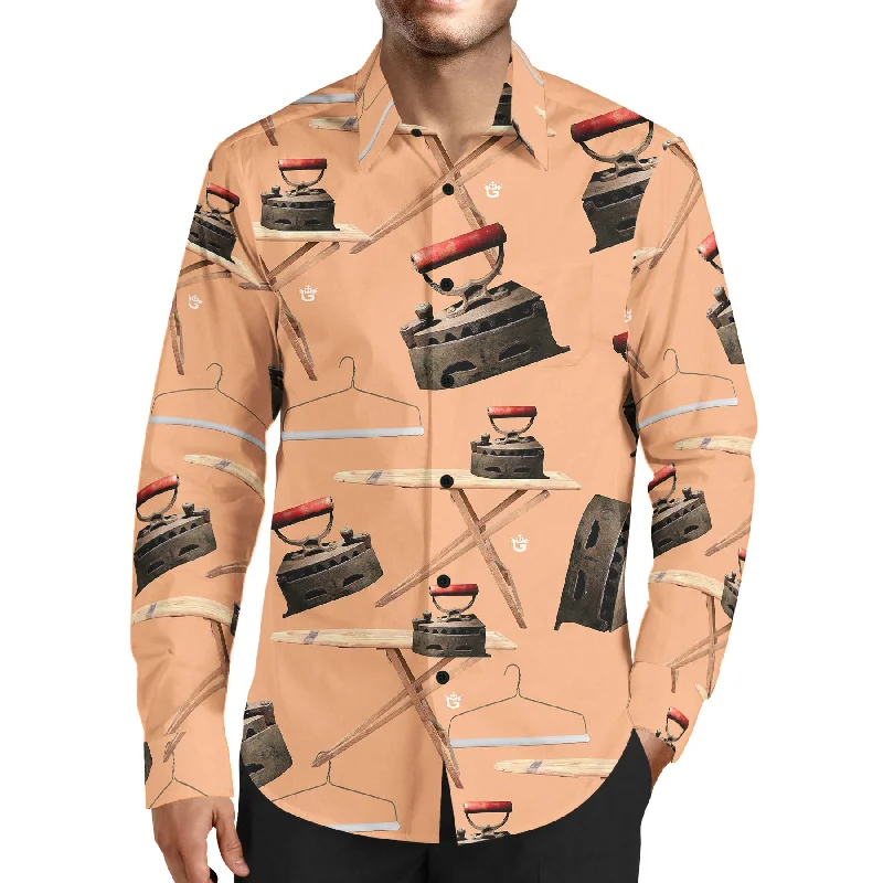 Fresh Outfit TMMG HAITI LUXURY KAWO IRON PEACH ALL OVER DRESS SHIRT