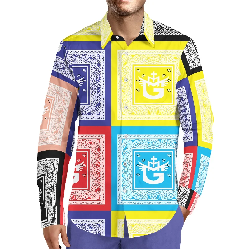 Athletic Gear TMMG LUXURY MULTI COLOR BANDANA DRESS SHIRT