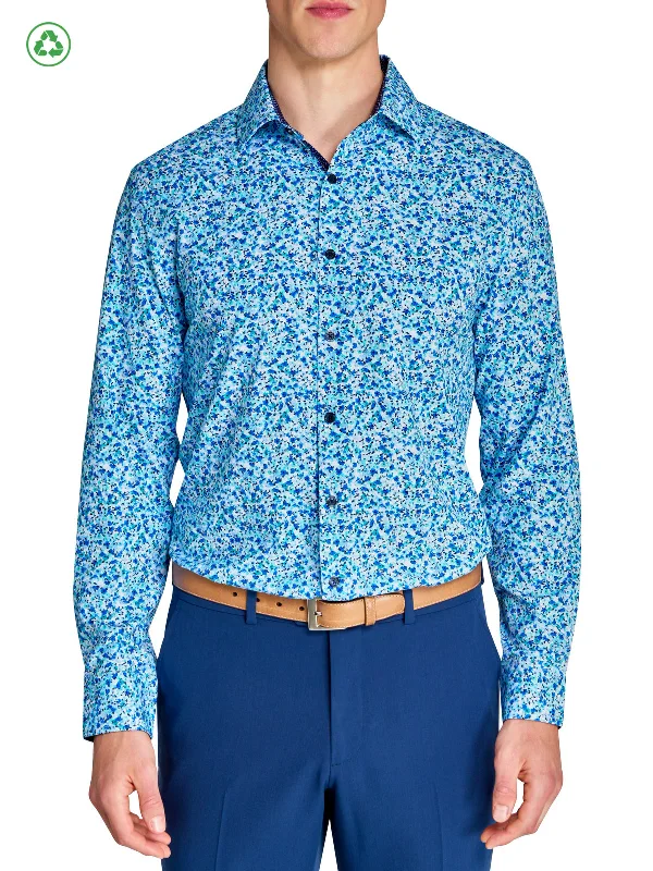 Winter Outfits Watercolor Floral Performance Dress Shirt