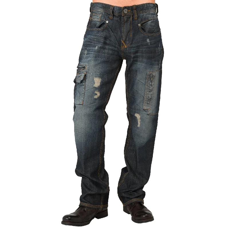 Warm Jackets Men's Midrise Relaxed Fit Premium Denim Jeans with Utility Pockets