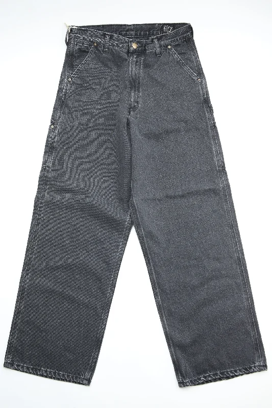 Smart Casual orSlow DAD'S FIT PAINTER PANTS - Black Denim Stone