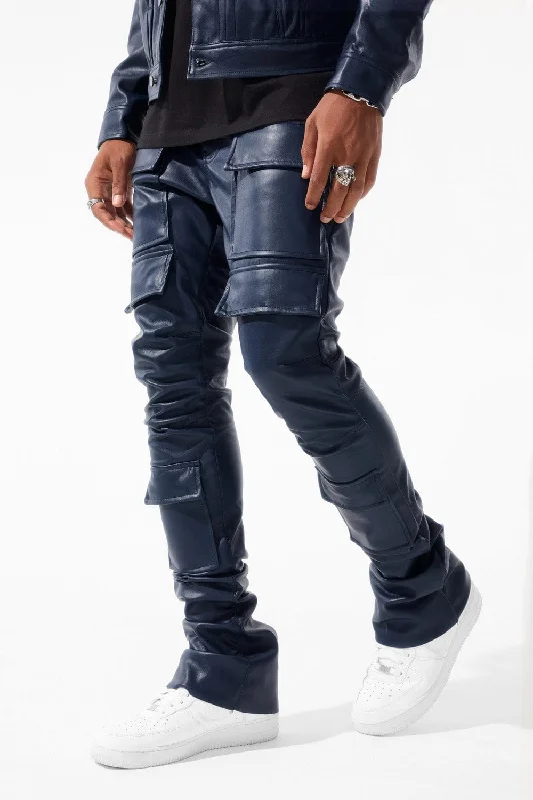 Trendy Apparel Ross Stacked - Thriller Cargo Pants (Midnight Blue)
