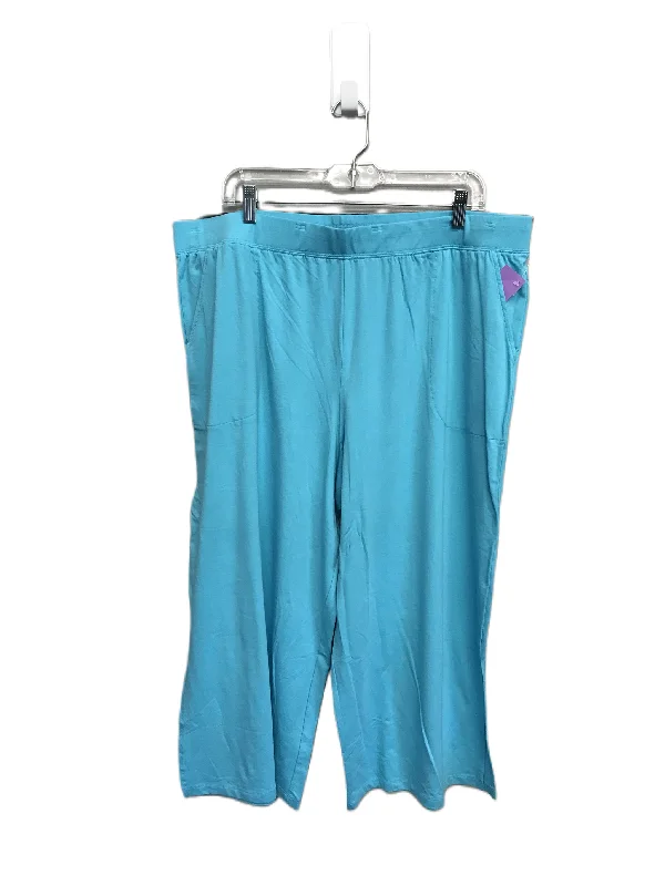 Easygoing Wardrobe Blue Pants Lounge By Denim And Co Qvc, Size: 18