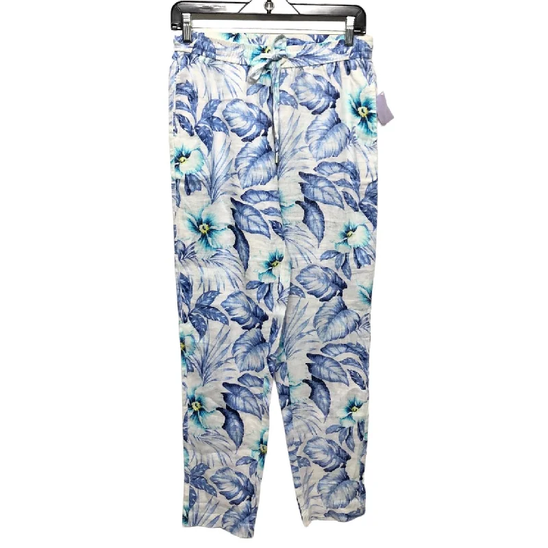 Vintage Style Blue & White Pants Linen Tommy Bahama, Size Xxs