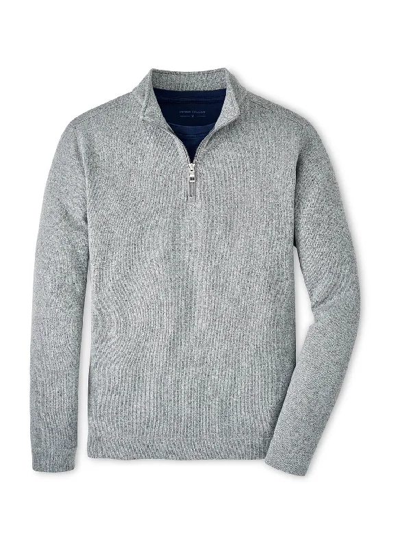 Vintage Style Peter Millar - Men's Crown Sweater Fleece Quarter-Zip - Gale Grey