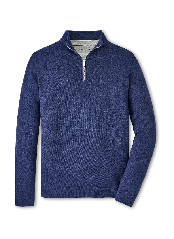 Trendy Look Peter Millar - Men's Crown Sweater Fleece Quarter-Zip - Navy