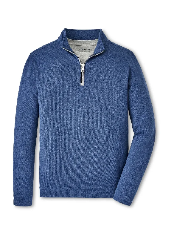 Modern Outfit Peter Millar - Men's Crown Sweater Fleece Quarter-Zip - Ocean Blue