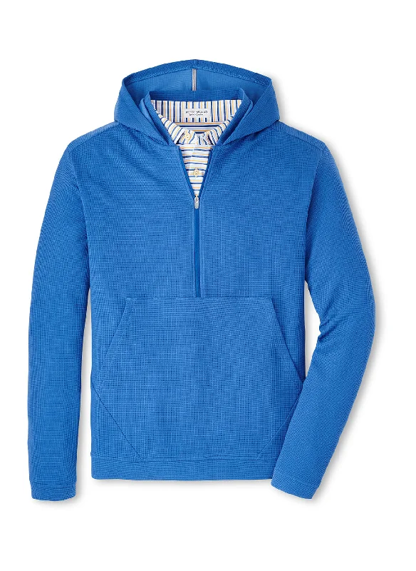 Premium Clothing Peter Millar - Men's Grid Performance Half-Zip Hoodie - Mako Blue