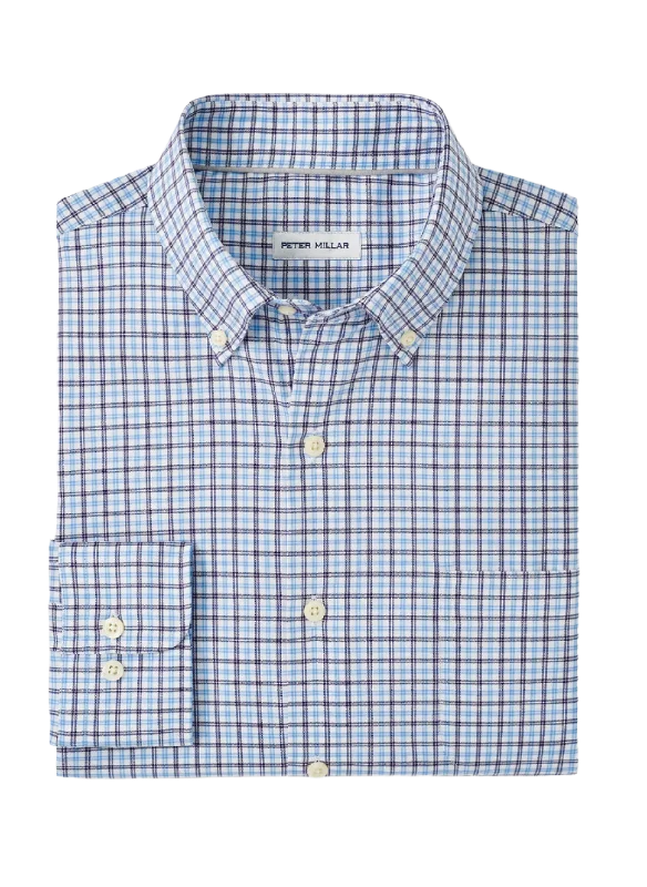 Summer Wear Peter Millar - Men's Hamilton Crown Lite Cotton-Stretch Sport Shirt - Cottage Blue