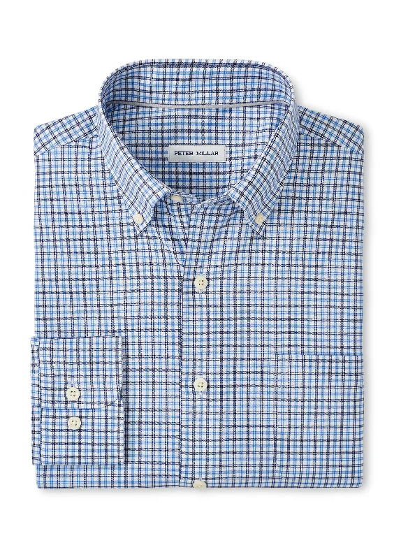 Bold Colors Peter Millar - Men's Hamilton Crown Lite Cotton-Stretch Sport Shirt - Navy