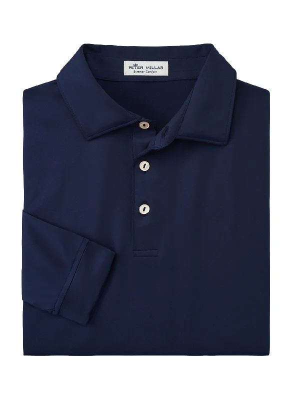 Weekend Gear Peter Millar - Men's Performance Long-Sleeve Jersey Polo - Navy