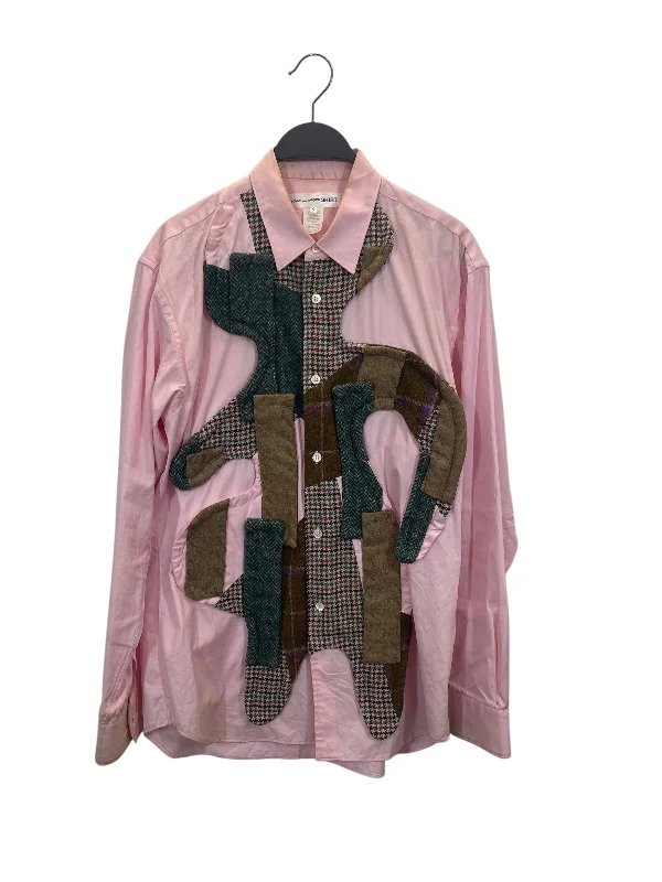 Relaxed Fit Clothing COMME des GARCONS SHIRT/LS Shirt/S/Cotton/PNK/PATCHWORK DESIGN W27036