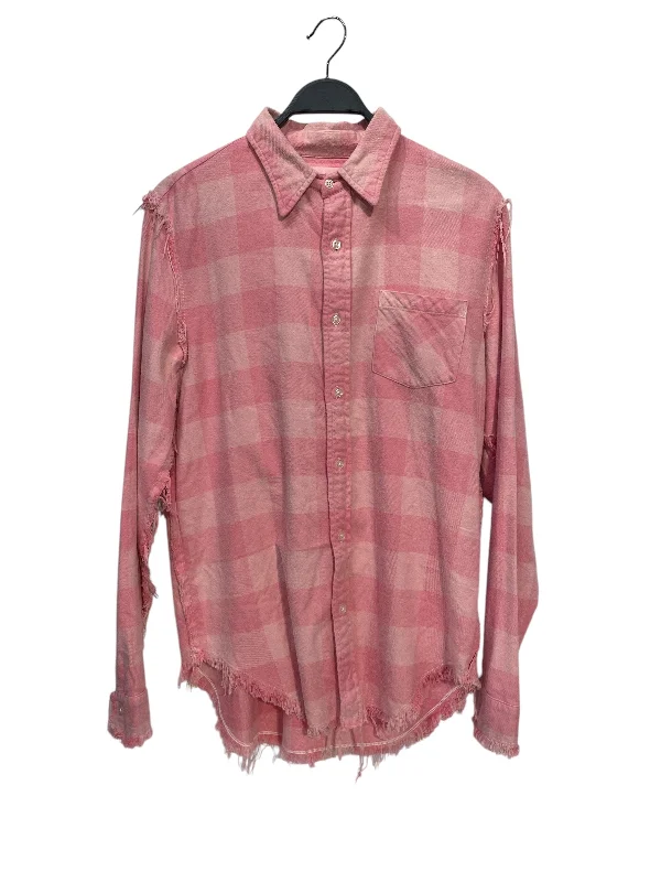 Premium T-shirts R13/Flannel Shirt/M/Cotton/PNK/Plaid/SHREDDED SEAM SHIRT