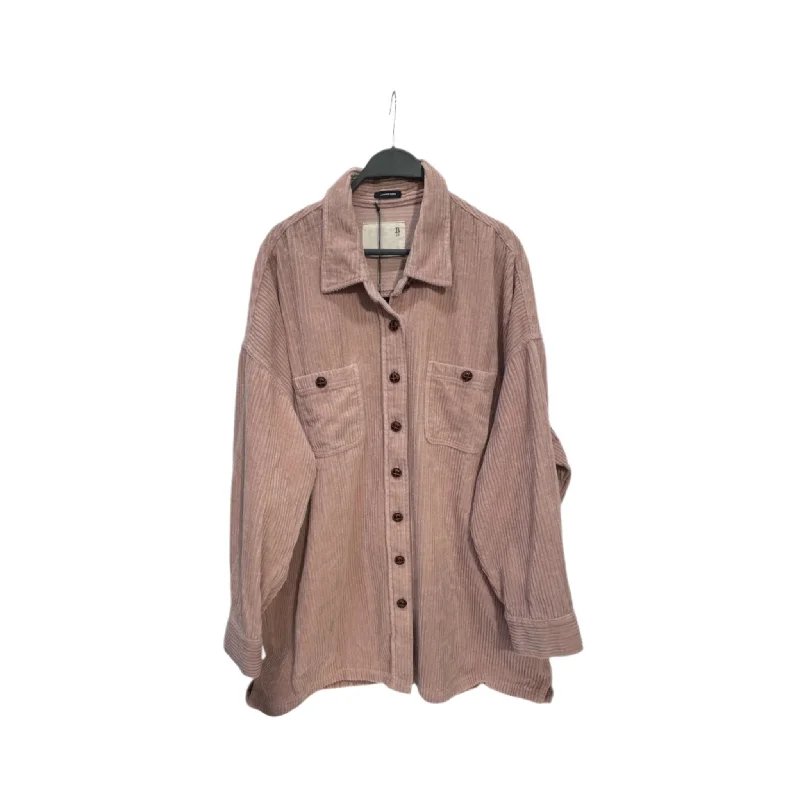 Simple Styles R13/LS Shirt/M/Corduroy/PNK/DROP NECK BUTTON UP