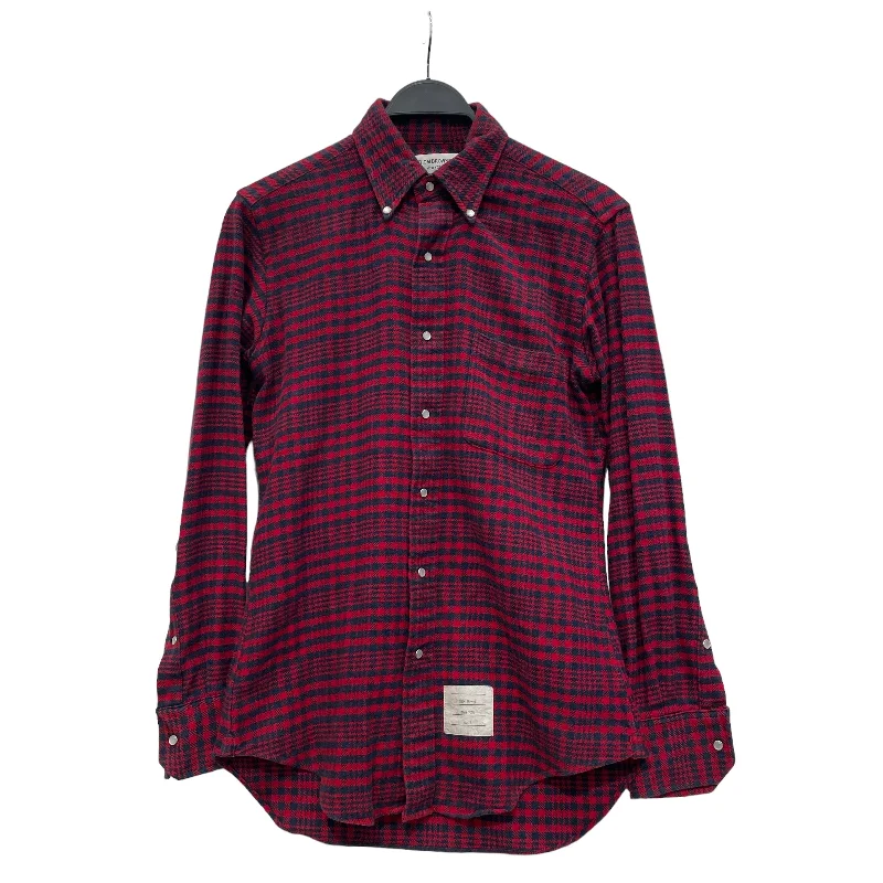 Chic Styles THOM BROWNE. NEW YORK/LS Shirt/1/Cotton/RED/Plaid/RED BLUE PLAID