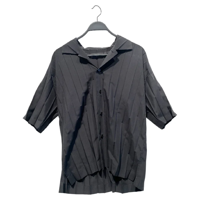Smart Pants HOMME PLISSE ISSEY MIYAKE/SS Shirt/2/Cotton/GRY/blk button big pleat