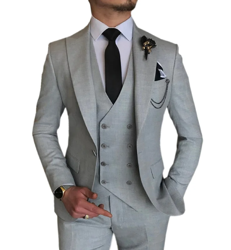 Classic Styles Formal Men's 3 Pieces Flat Peak Lapel Tuxedos For Wedding (Blazer+vest+Pants) Classic Styles Formal Men's 3 Pieces Flat Peak Lapel Tuxedos For Wedding (Blazer+vest+Pants)