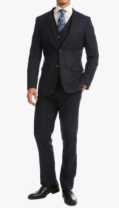 Casual Shirts Bradford Navy Tweed With Slim Fit Suit With Five Button Vest