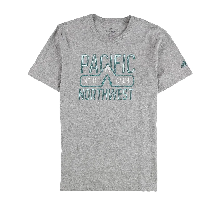 Sleek Designs Adidas Mens Pacific Northwest Graphic T-Shirt, Grey, Large