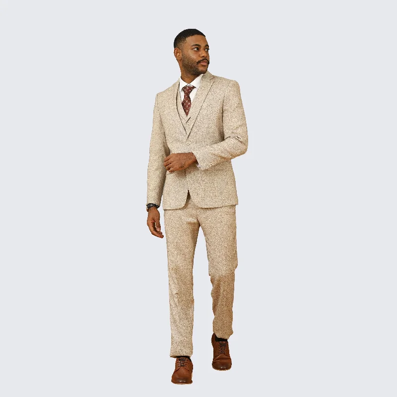 Weekend Gear Beige Tweed Suit Three Piece Set - Wedding - Prom