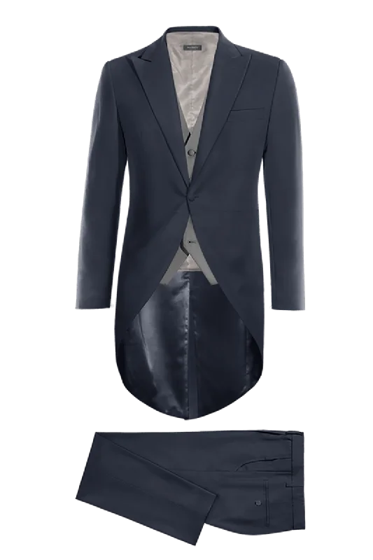 Soft Fabrics Blue Peak Lapel Morning Dress 2-Piece Suit