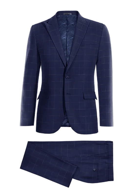 Urban Gear Blue Windowpane Stretch 2-Button Suit
