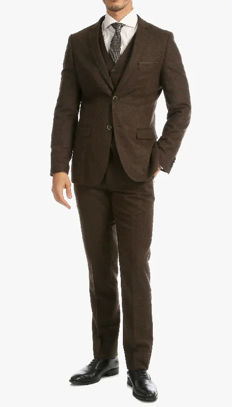 Fashion Tops Bradford Cognac Slim Fit 3 Piece Tweed Suit