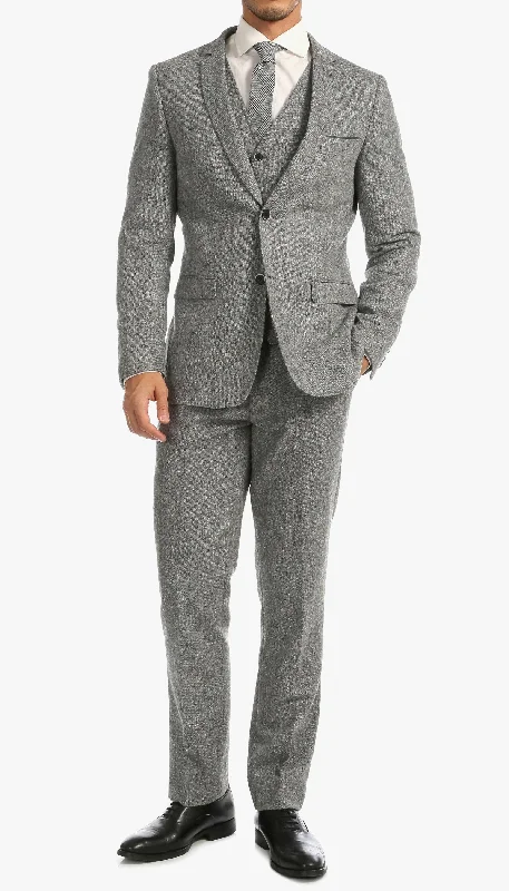 Streetwear Clothing Bradford Grey Slim Fit 3 Piece Tweed Suit