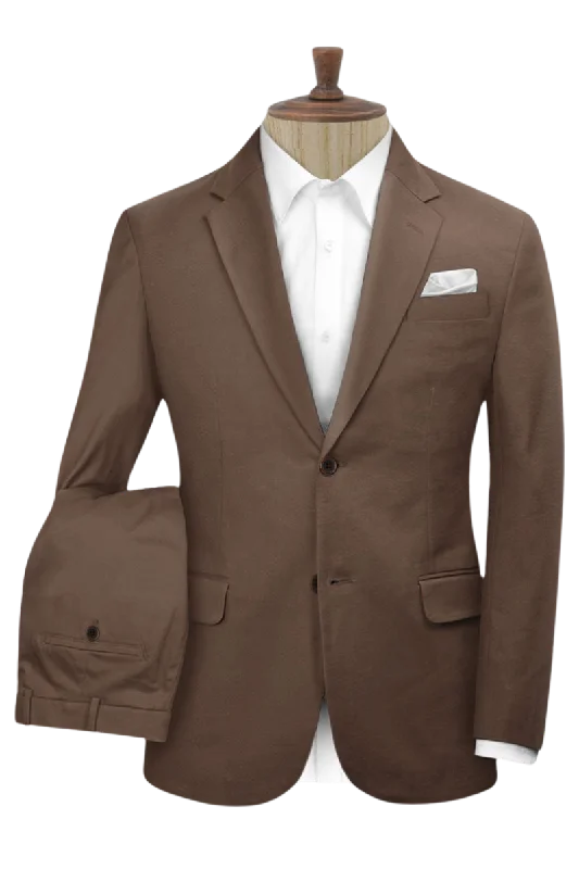 Comfortable Fits Brown Natural Cashmere Cotton Suit