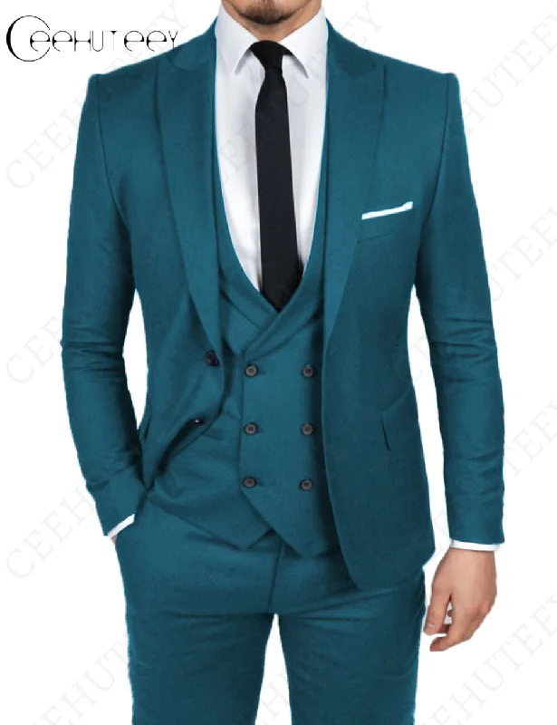 Comfort Jackets Men's 3 Pieces Dinner Suit Peak Lapel Tuxedos Groom (Blazer+vest+Pants) Comfort Jackets Men's 3 Pieces Dinner Suit Peak Lapel Tuxedos Groom (Blazer+vest+Pants)