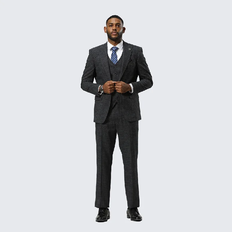 Classic Apparel Charcoal Canvas Print Three Piece Suit By Stacy Adams- Wedding - Prom Classic Apparel Charcoal Canvas Print Three Piece Suit By Stacy Adams- Wedding - Prom