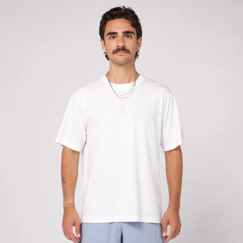 Casual Fits Abstract Color Block Cotton Tee, Unisex - White
