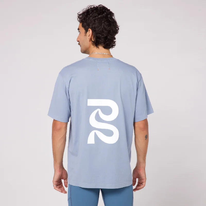 Stylish Suits Current Tee, Unisex - Smokey Blue with White