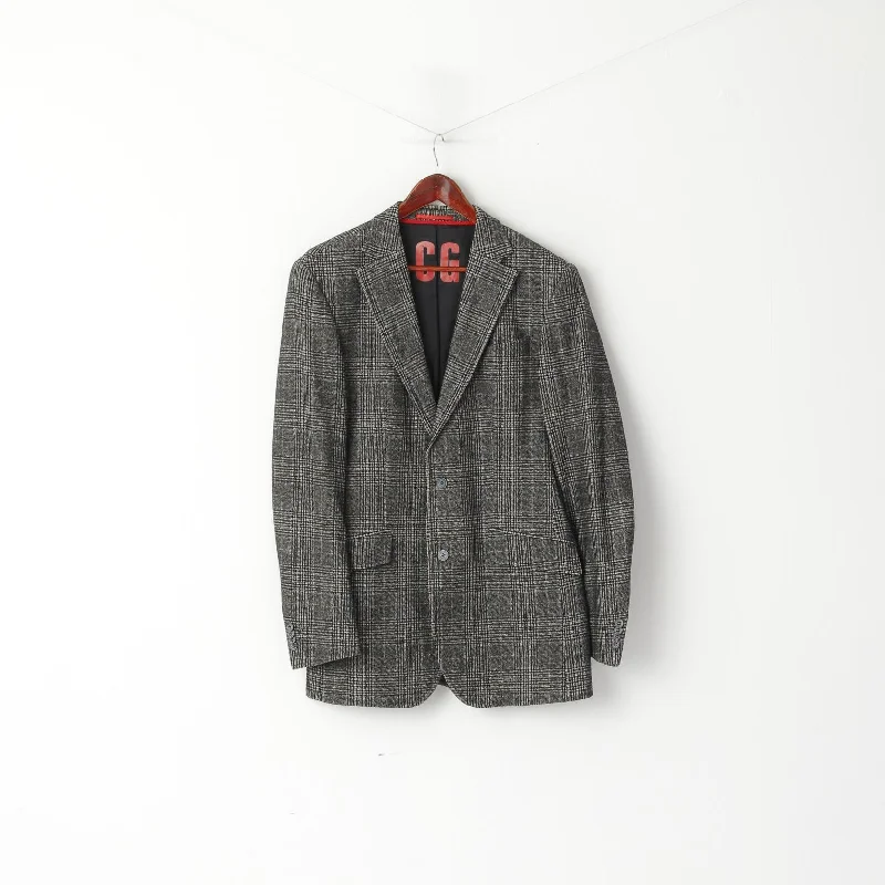 Athletic Gear CG Get Prestige Pochhacker Men 102 40 Blazer Gray Check Wool Single Breasted Jacket Athletic Gear CG Get Prestige Pochhacker Men 102 40 Blazer Gray Check Wool Single Breasted Jacket