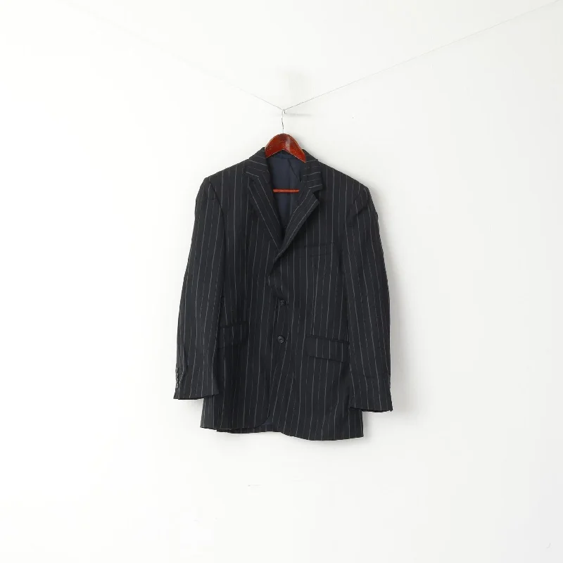 Premium Clothing Aquascutum London Men 40 R Blazer Black Striped Wool Single Breasted Jacket Premium Clothing Aquascutum London Men 40 R Blazer Black Striped Wool Single Breasted Jacket