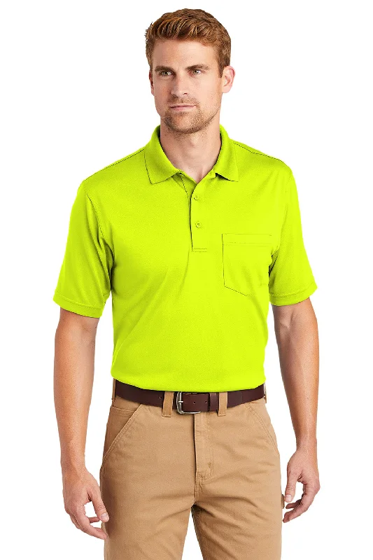 Smart Casual CornerStone Mens Select Moisture Wicking Short Sleeve Polo Shirt w/ Pocket - Safety Yellow Smart Casual CornerStone Mens Select Moisture Wicking Short Sleeve Polo Shirt w/ Pocket - Safety Yellow