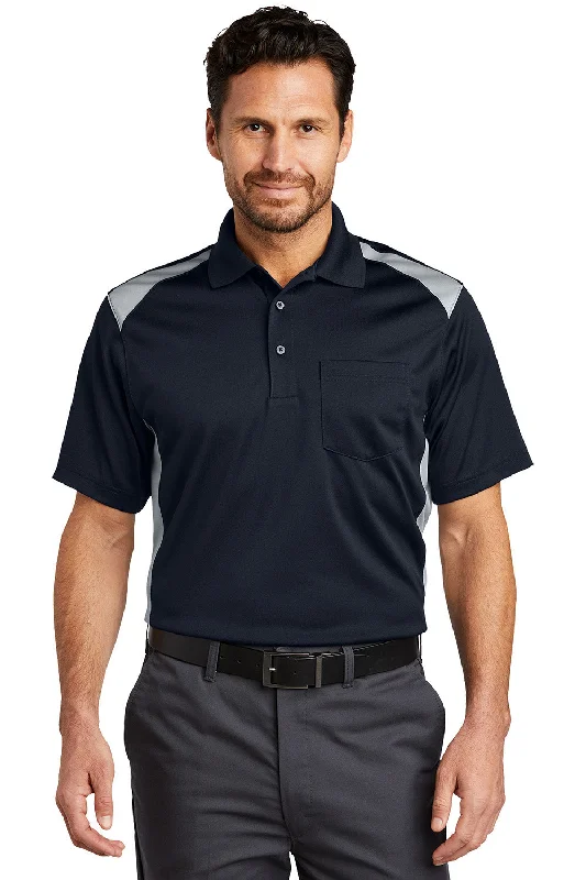 Cozy Jackets CornerStone Mens Select Moisture Wicking Short Sleeve Polo Shirt w/ Pocket - Dark Navy Blue/Light Grey Cozy Jackets CornerStone Mens Select Moisture Wicking Short Sleeve Polo Shirt w/ Pocket - Dark Navy Blue/Light Grey