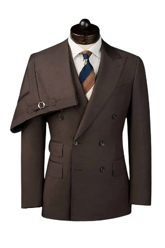 Relaxed Fit Dark Brown Classic Double Breast Suit