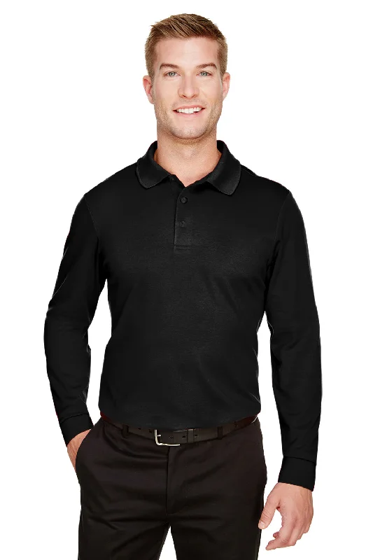 Smart Wear Devon & Jones Mens CrownLux Performance Moisture Wicking Long Sleeve Polo Shirt - Black Smart Wear Devon & Jones Mens CrownLux Performance Moisture Wicking Long Sleeve Polo Shirt - Black