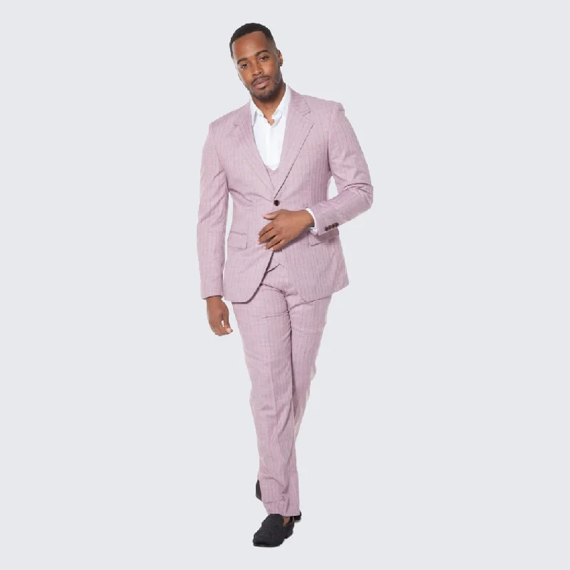 Elegant Outfits Dusty Rose Suit with Pinstripes Three Piece Set - Wedding - Prom