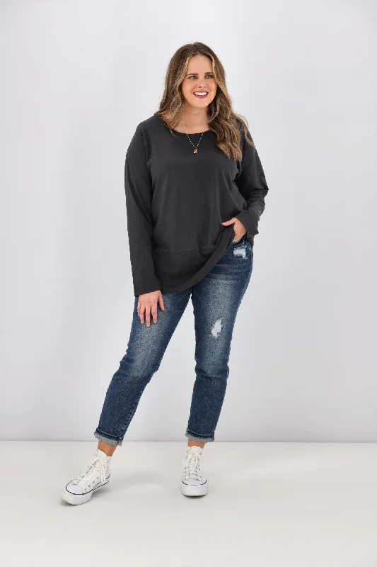 Formal Casuals Elm Fundamental Rib L/S Tee Washed Black